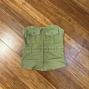 Strapless Olive Green Utility Corset Top